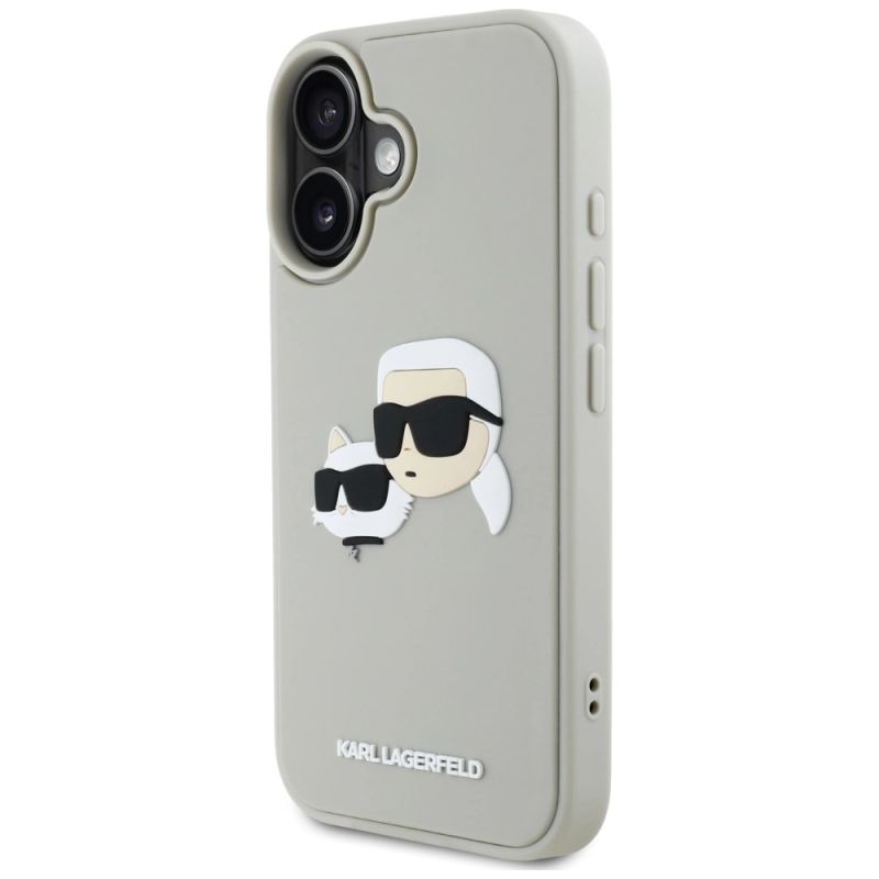 Etui Karl Lagerfeld HC 3D Rubber Double Heads na iPhone 16 - beżowe - obrazek 2