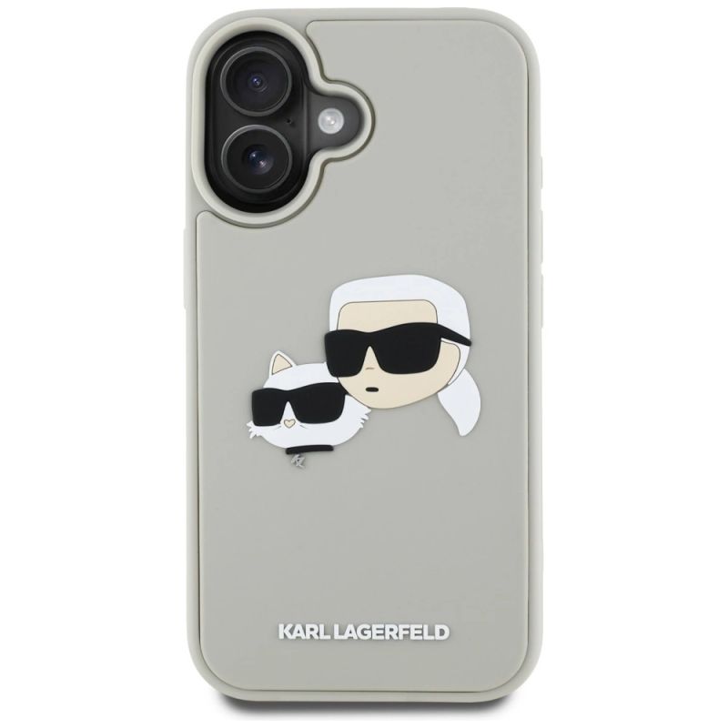 Etui Karl Lagerfeld HC 3D Rubber Double Heads na iPhone 16 - beżowe - obrazek 3