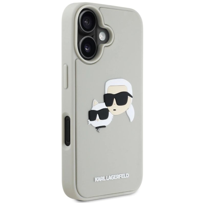 Etui Karl Lagerfeld HC 3D Rubber Double Heads na iPhone 16 - beżowe - obrazek 4