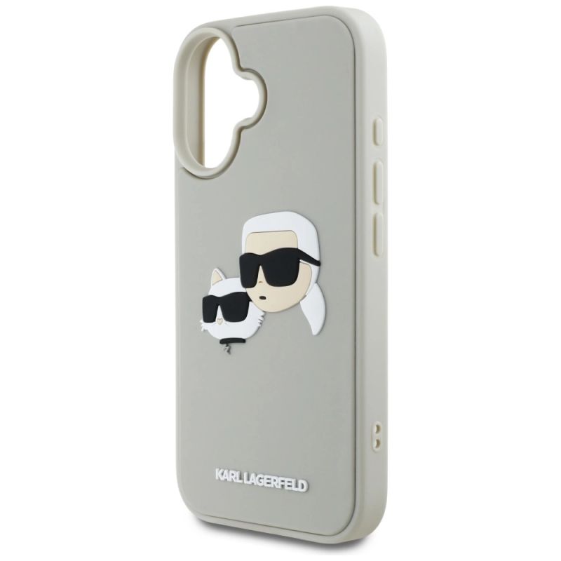 Etui Karl Lagerfeld HC 3D Rubber Double Heads na iPhone 16 - beżowe - obrazek 6