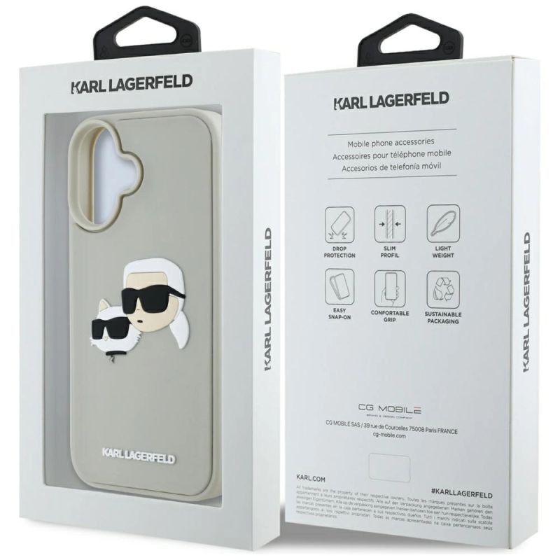 Etui Karl Lagerfeld HC 3D Rubber Double Heads na iPhone 16 - beżowe - obrazek 8