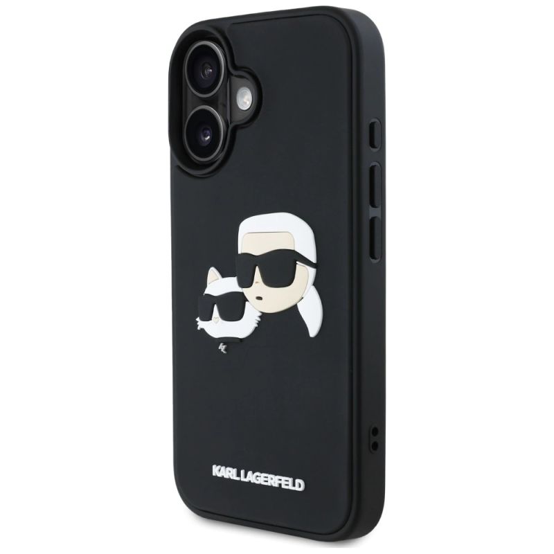 Etui Karl Lagerfeld HC 3D Rubber Double Heads na iPhone 16 - czarne - obrazek 2