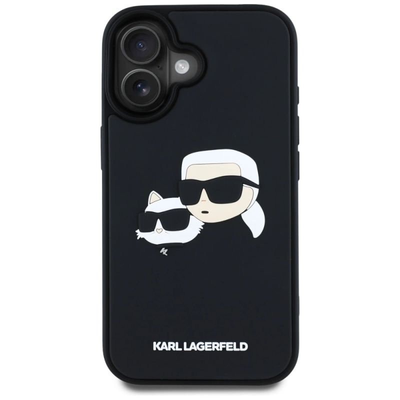 Etui Karl Lagerfeld HC 3D Rubber Double Heads na iPhone 16 - czarne - obrazek 3