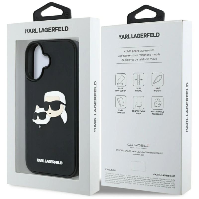 Etui Karl Lagerfeld HC 3D Rubber Double Heads na iPhone 16 - czarne - obrazek 8