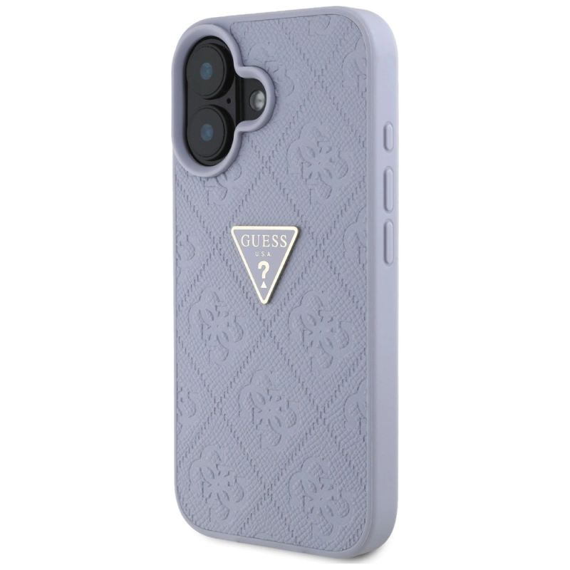 Etui Guess Hot Stamp 4G Pattern Triangle Metal Logo na iPhone 16 - fioletowe - obrazek 2