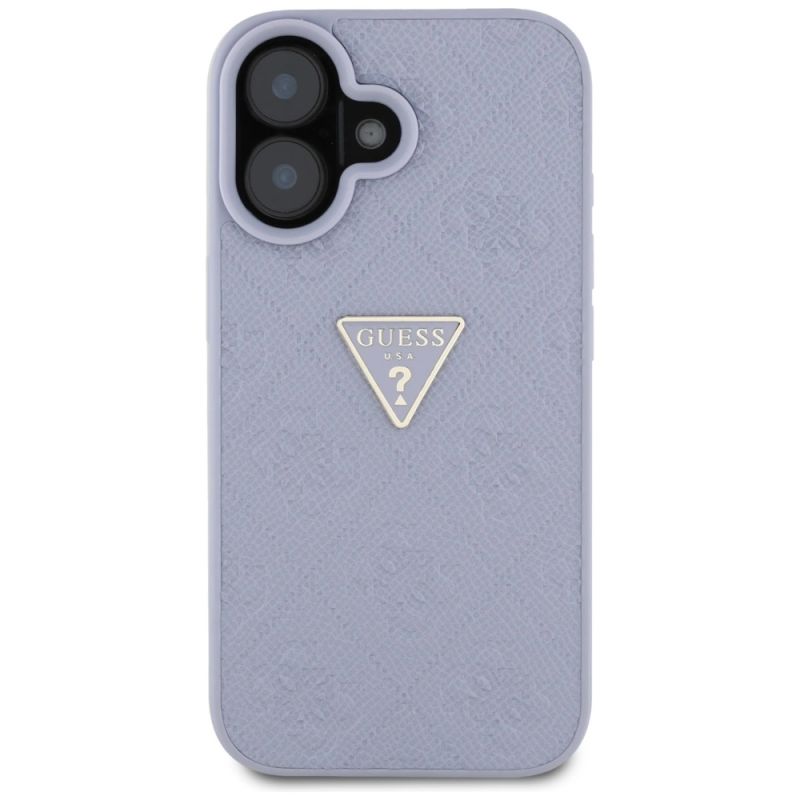Etui Guess Hot Stamp 4G Pattern Triangle Metal Logo na iPhone 16 - fioletowe - obrazek 3