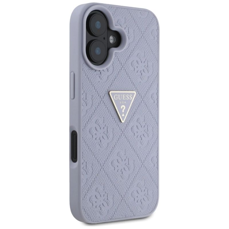 Etui Guess Hot Stamp 4G Pattern Triangle Metal Logo na iPhone 16 - fioletowe - obrazek 4