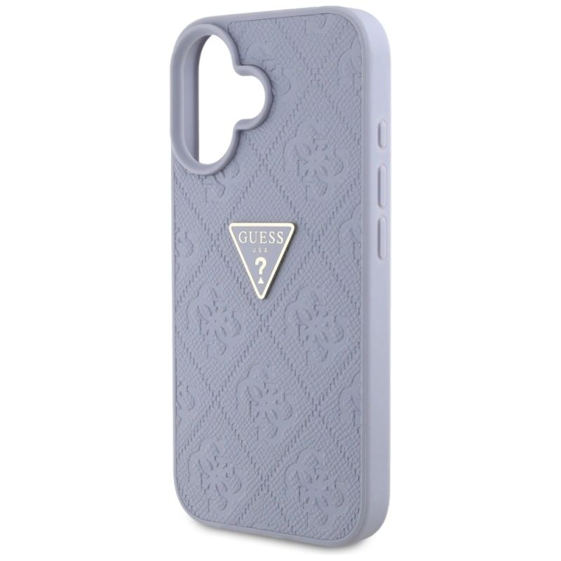 Etui Guess Hot Stamp 4G Pattern Triangle Metal Logo na iPhone 16 - fioletowe - obrazek 6
