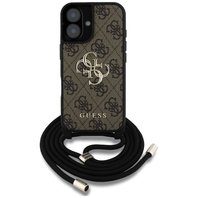 Etui Guess 4G Big Logo Cord Stap Crossbody do iPhone 16 brązowy - obrazek 2