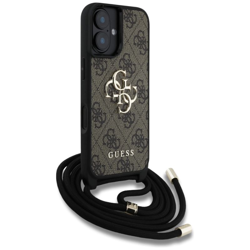 Etui Guess 4G Big Logo Cord Stap Crossbody do iPhone 16 brązowy - obrazek 3
