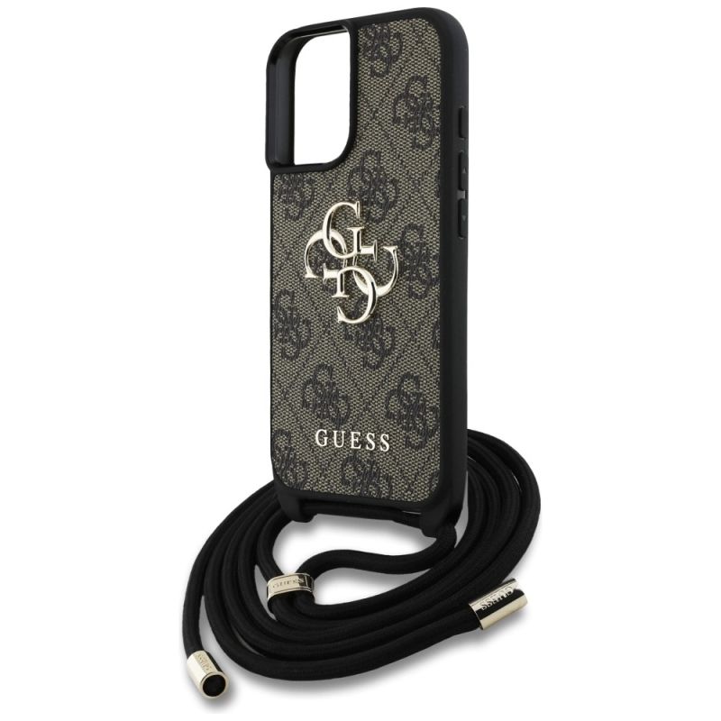 Etui Guess 4G Big Logo Cord Stap Crossbody do iPhone 16 brązowy - obrazek 5
