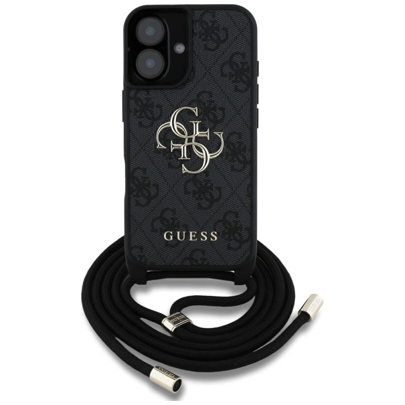 Etui Guess 4G Big Logo Cord Stap Crossbody do iPhone 16 czarny - obrazek 2