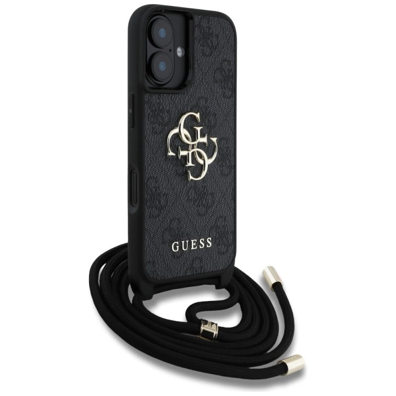 Etui Guess 4G Big Logo Cord Stap Crossbody do iPhone 16 czarny - obrazek 3