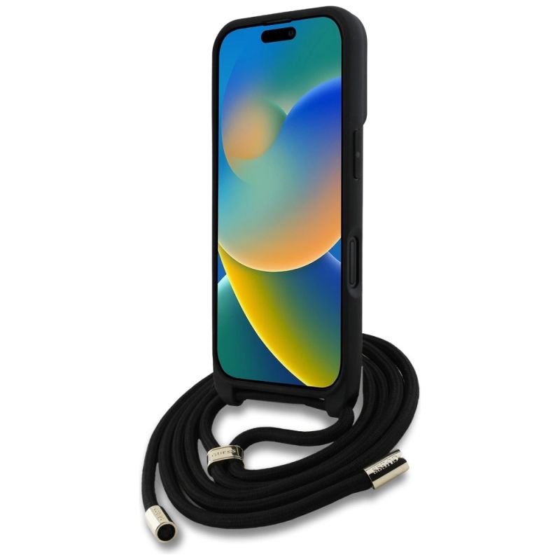 Etui Guess 4G Big Logo Cord Stap Crossbody do iPhone 16 czarny - obrazek 4