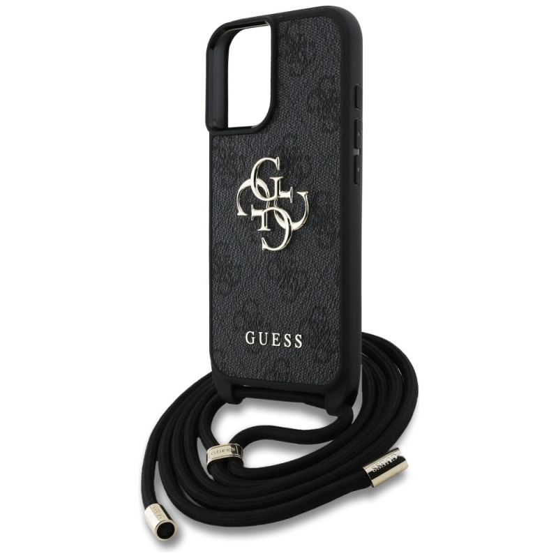 Etui Guess 4G Big Logo Cord Stap Crossbody do iPhone 16 czarny - obrazek 5