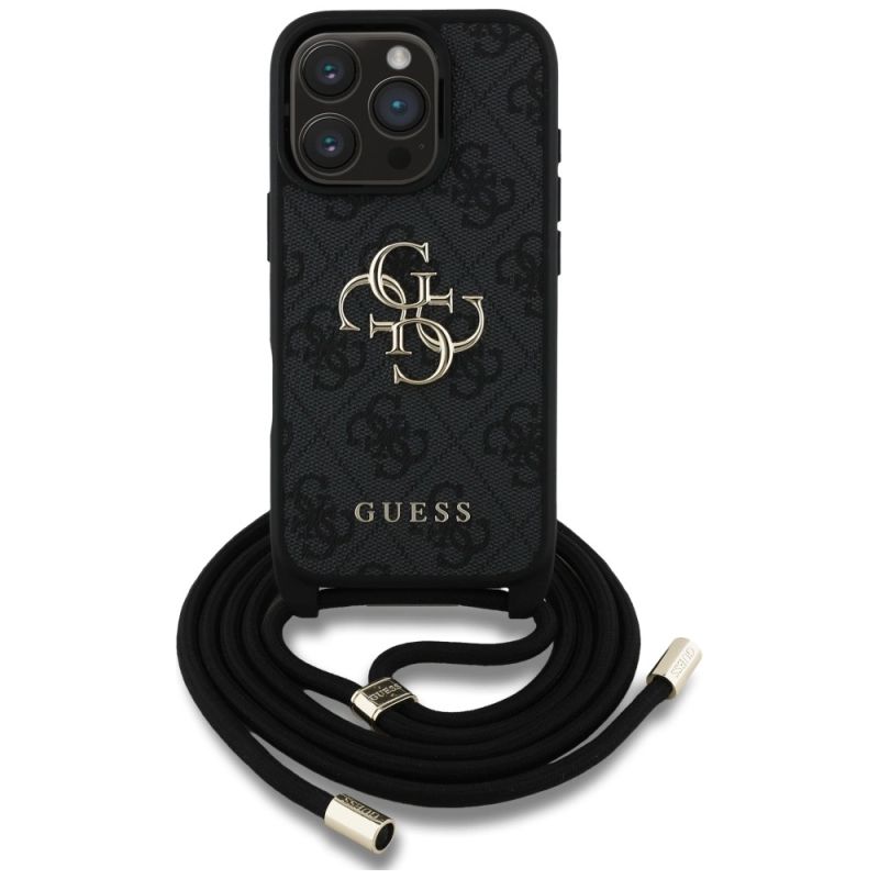Etui Guess 4G Big Logo Cord Stap Crossbody do iPhone 16 Pro czarny - obrazek 2