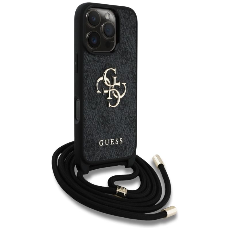 Etui Guess 4G Big Logo Cord Stap Crossbody do iPhone 16 Pro czarny - obrazek 3