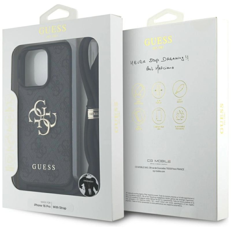 Etui Guess 4G Big Logo Cord Stap Crossbody do iPhone 16 Pro czarny - obrazek 7