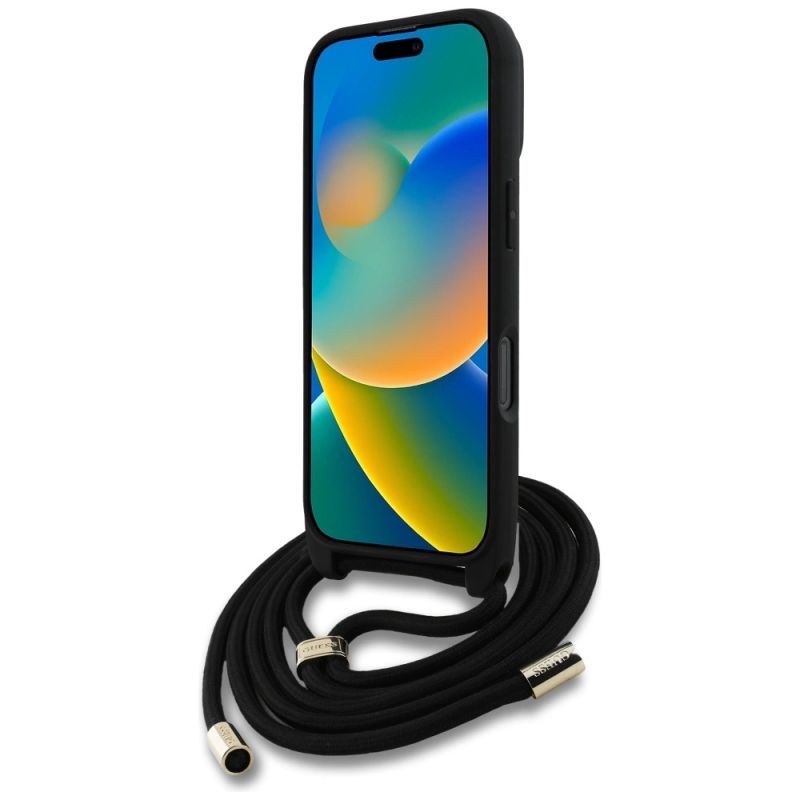 Etui Guess 4G Big Logo Cord Stap Crossbody do iPhone 16 Pro Max czarny - obrazek 4