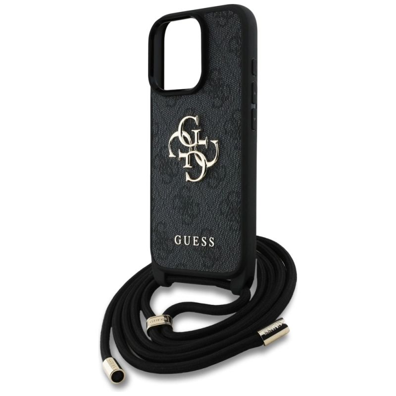 Etui Guess 4G Big Logo Cord Stap Crossbody do iPhone 16 Pro Max czarny - obrazek 5