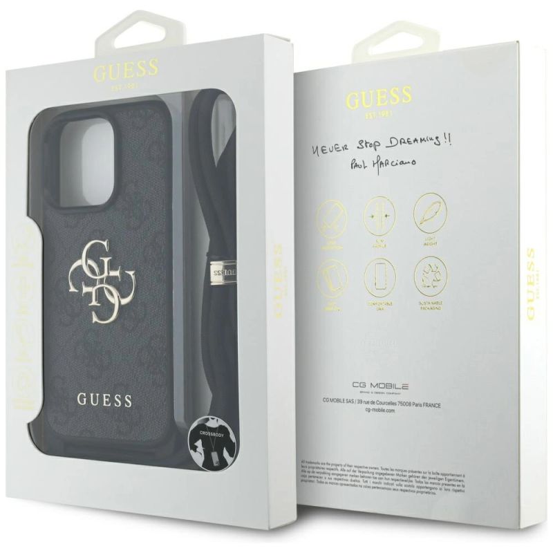 Etui Guess 4G Big Logo Cord Stap Crossbody do iPhone 16 Pro Max czarny - obrazek 7
