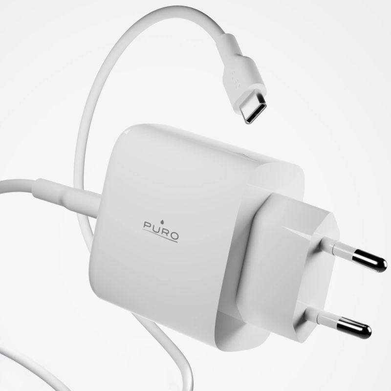 Ładowarka Puro Daily Prolite 45W USB-C USB-A Power Delivery z kablem USB-C - biała - obrazek 7