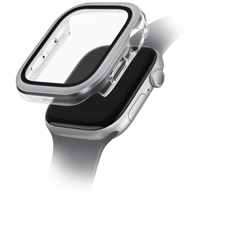 Etui ze szkłem hartowanym UNIQ Voute na Apple Watch 10 46 mm - srebrne