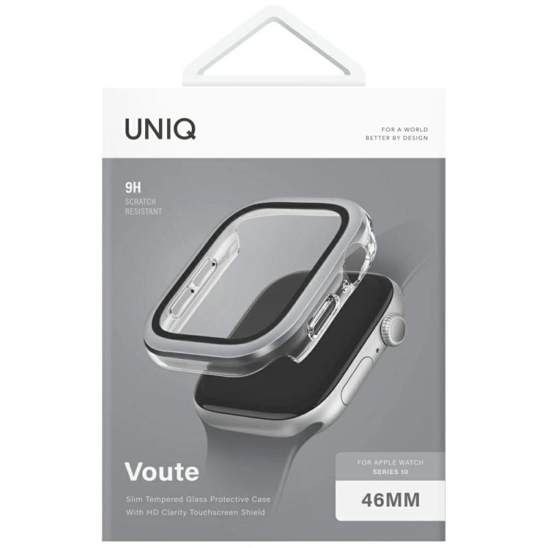 Etui ze szkłem hartowanym UNIQ Voute na Apple Watch 10 46 mm - srebrne - obrazek 5