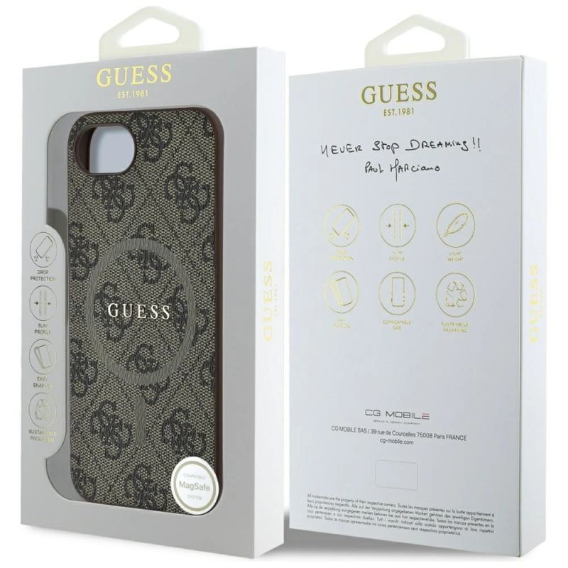 Etui Guess 4G Ring Classic Logo MagSafe na iPhone 16e - brązowe - obrazek 8