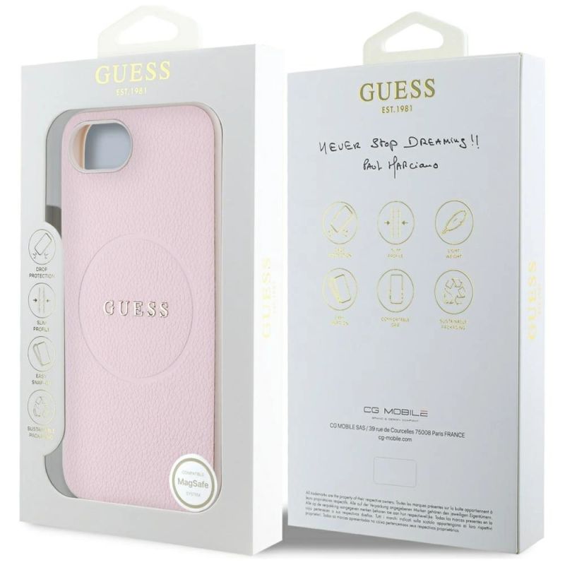 Etui Guess Grained Ring MagSafe na iPhone 16e - różowe - obrazek 8