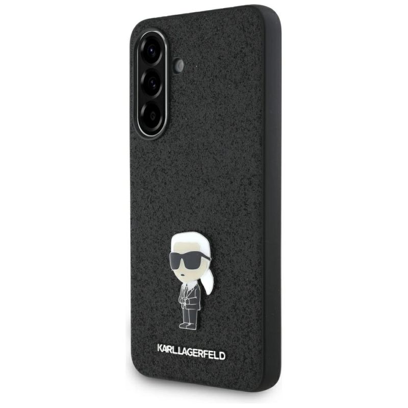 Etui Karl Lagerfeld Fixed Glitter Ikonik Logo Metal Pin na Samsung Galaxy A56 - czarne