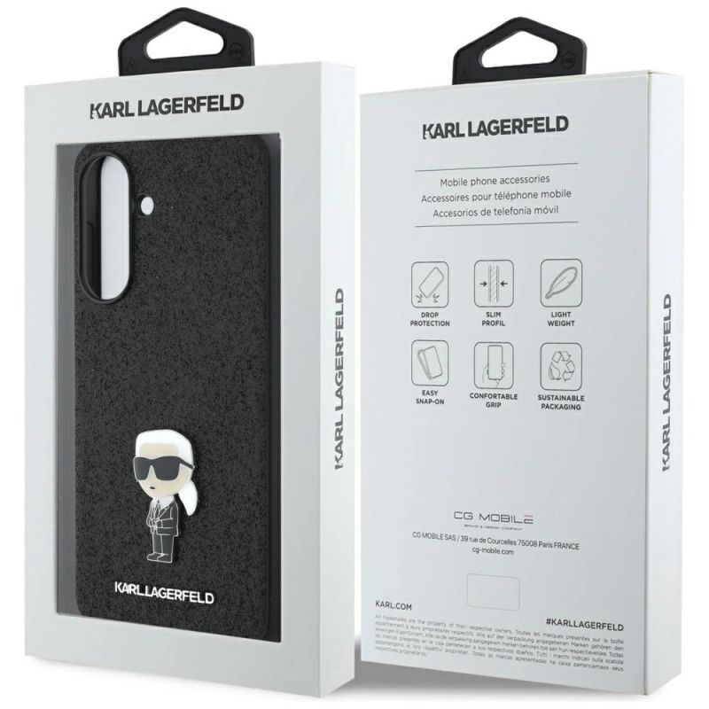 Etui Karl Lagerfeld Fixed Glitter Ikonik Logo Metal Pin na Samsung Galaxy A56 - czarne - obrazek 7