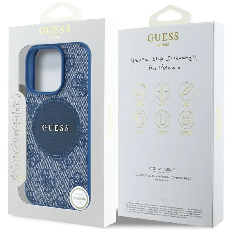 Etui Guess 4G Circle Classic Logo MagSafe na iPhone 16 Pro - niebieskie - obrazek 8