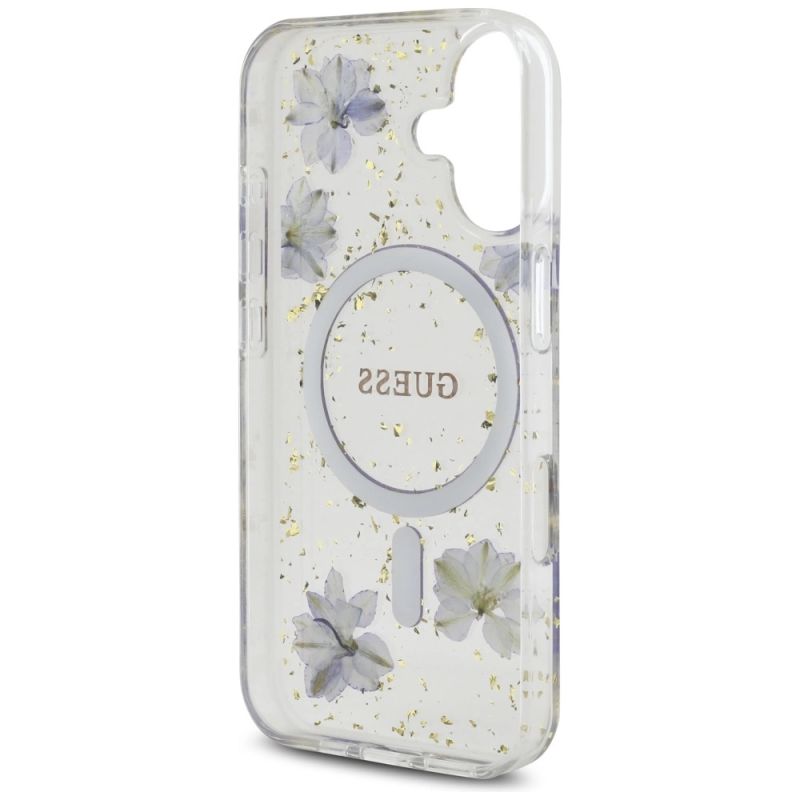 Etui Guess Resin Flowers Glitter MagSafe na iPhone 16 - fioletowe - obrazek 7