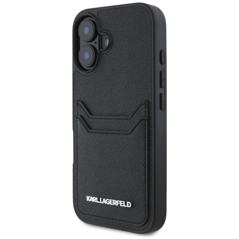 Etui Karl Lagerfeld HC Grained PU Cardslot Metal Elong na iPhone 16 - czarne - obrazek 2