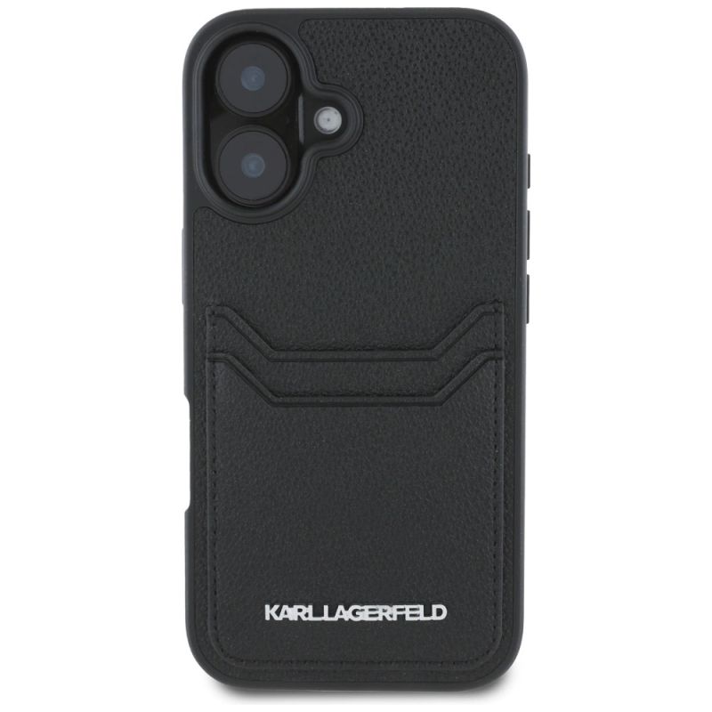 Etui Karl Lagerfeld HC Grained PU Cardslot Metal Elong na iPhone 16 - czarne - obrazek 3