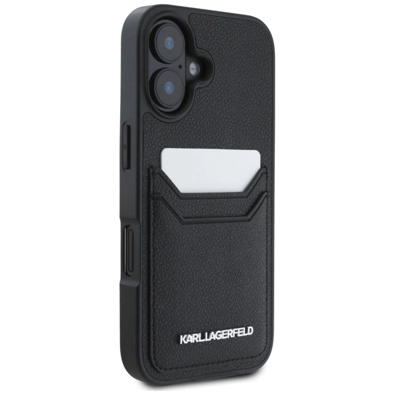 Etui Karl Lagerfeld HC Grained PU Cardslot Metal Elong na iPhone 16 - czarne - obrazek 4