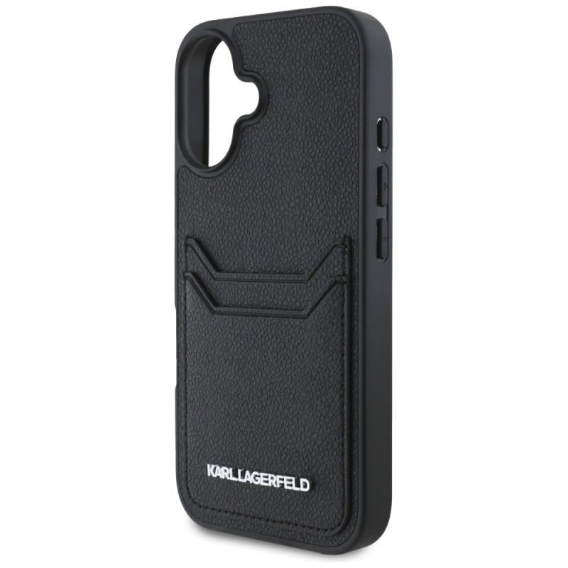 Etui Karl Lagerfeld HC Grained PU Cardslot Metal Elong na iPhone 16 - czarne - obrazek 6