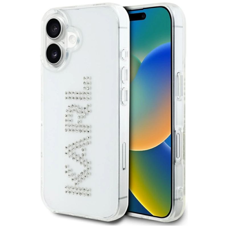 Etui Karl Lagerfeld IML Rhinestones Logo na iPhone 16 - przezroczyste