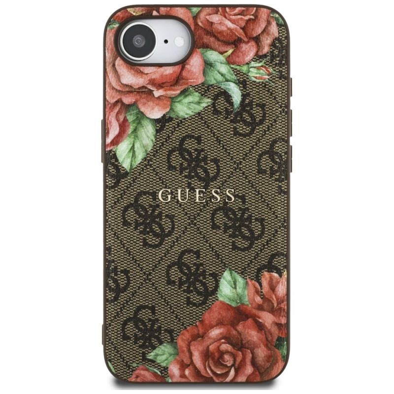 Etui Guess 4G Flowers Print MagSafe na iPhone 16e - brązowe - obrazek 3