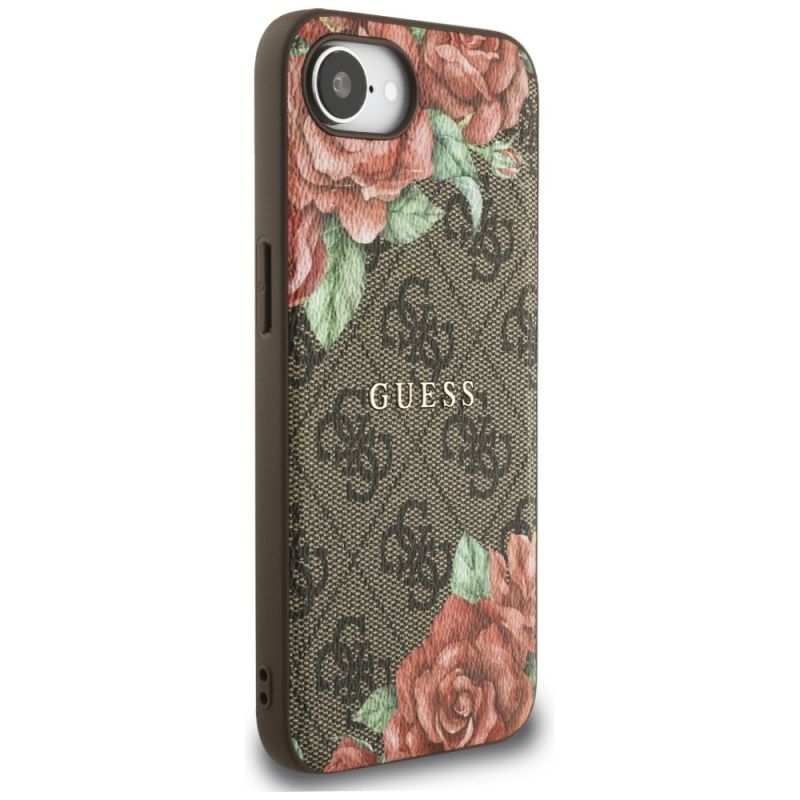 Etui Guess 4G Flowers Print MagSafe na iPhone 16e - brązowe - obrazek 4