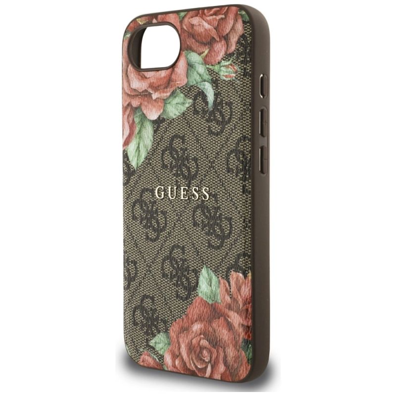 Etui Guess 4G Flowers Print MagSafe na iPhone 16e - brązowe - obrazek 6