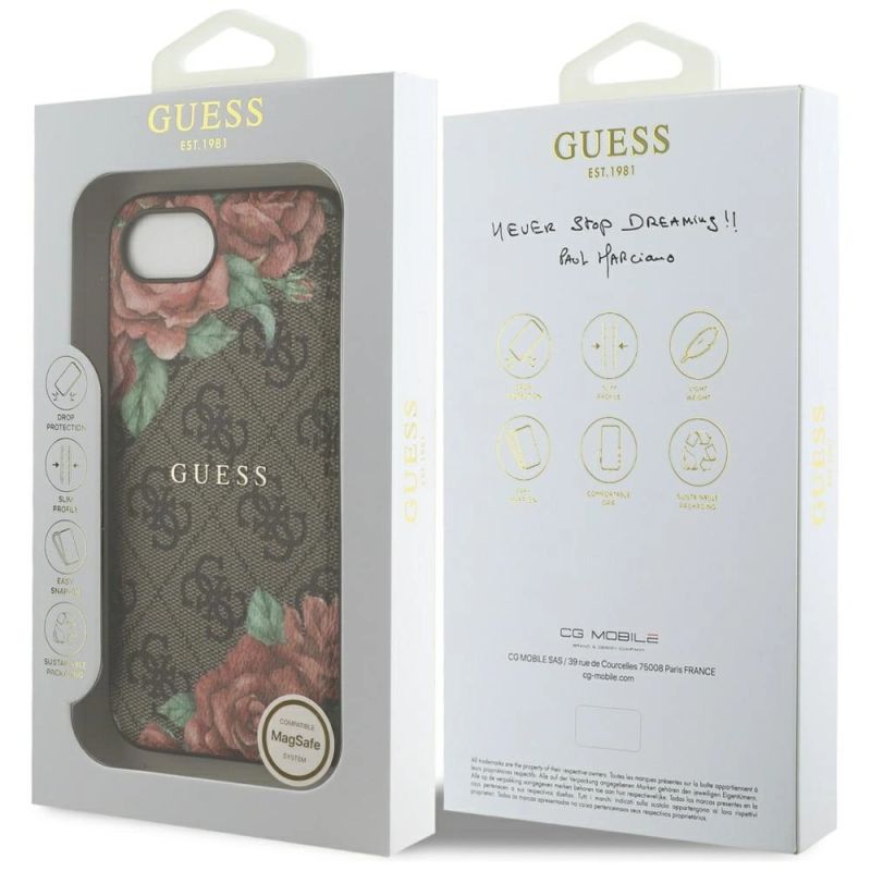 Etui Guess 4G Flowers Print MagSafe na iPhone 16e - brązowe - obrazek 8