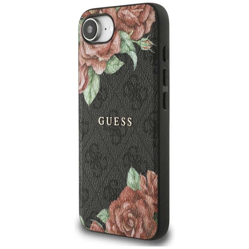Etui Guess 4G Flowers Print MagSafe na iPhone 16e - czarne - obrazek 2