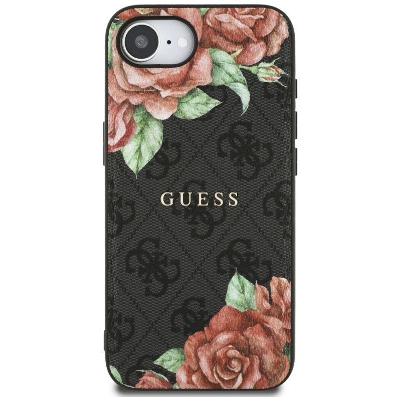 Etui Guess 4G Flowers Print MagSafe na iPhone 16e - czarne - obrazek 3