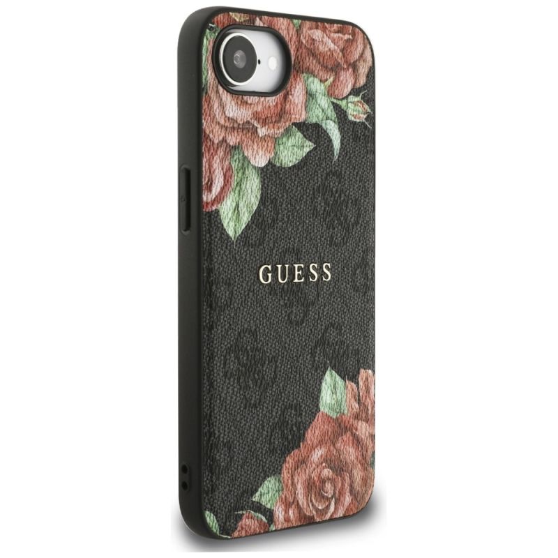 Etui Guess 4G Flowers Print MagSafe na iPhone 16e - czarne - obrazek 4