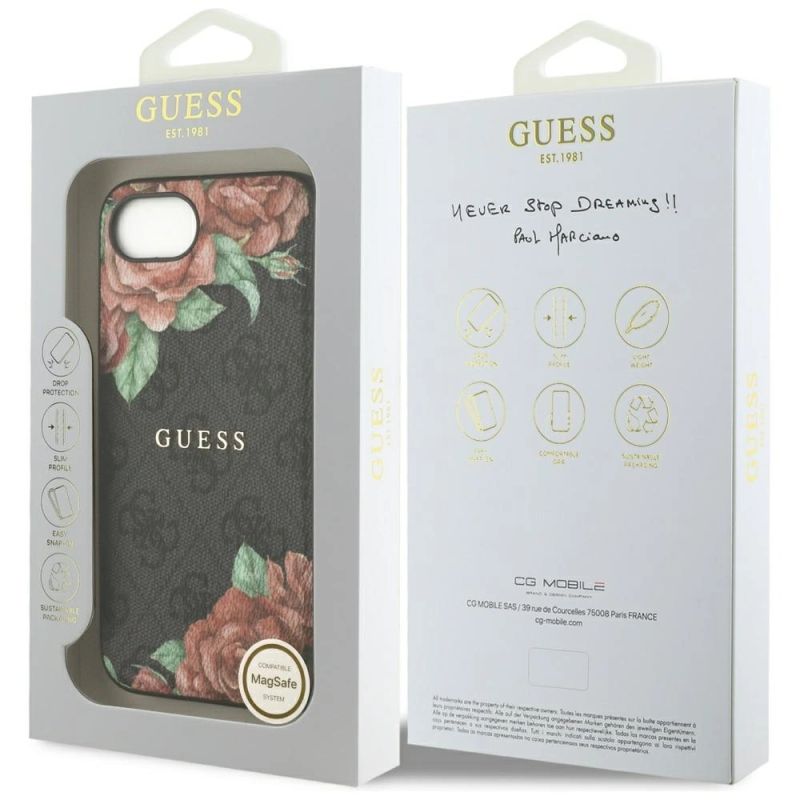 Etui Guess 4G Flowers Print MagSafe na iPhone 16e - czarne - obrazek 8