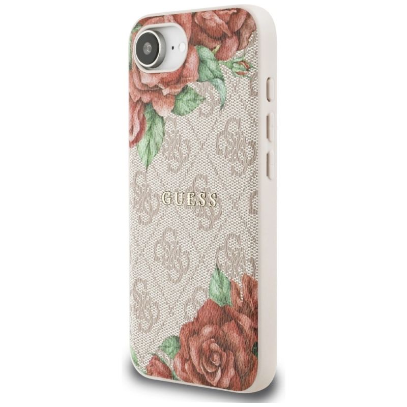 Etui Guess 4G Flowers Print MagSafe na iPhone 16e - różowe - obrazek 2