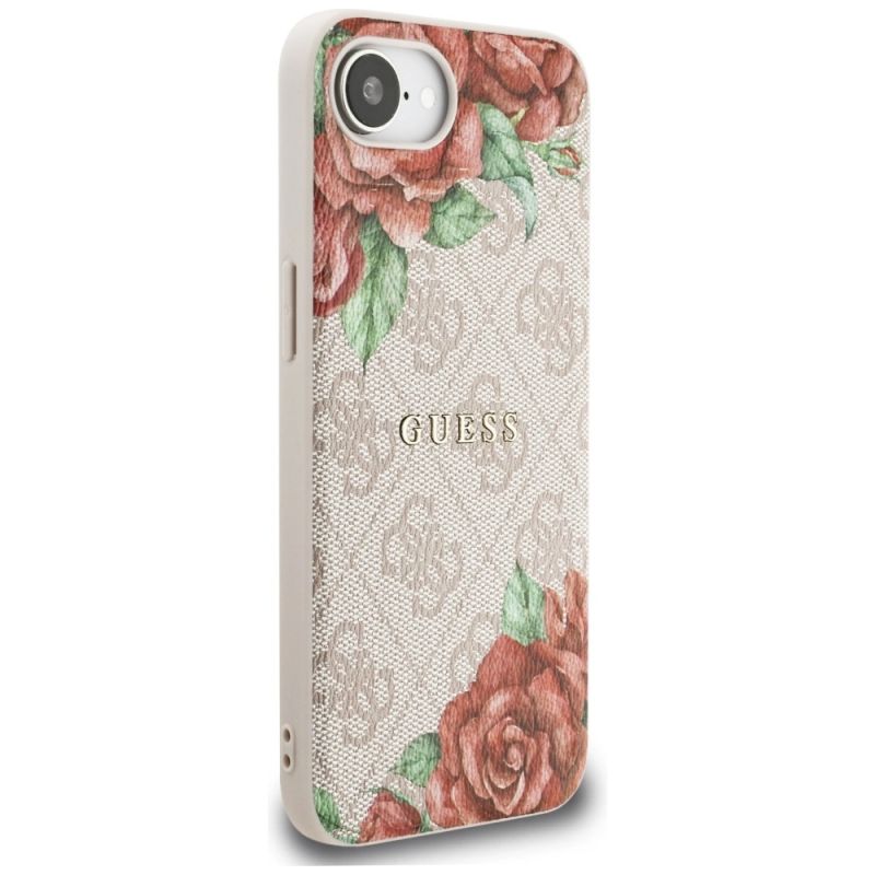 Etui Guess 4G Flowers Print MagSafe na iPhone 16e - różowe - obrazek 4