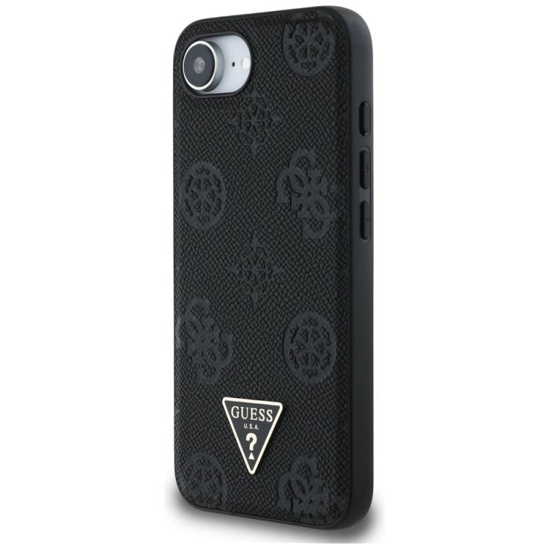 Etui Guess Grained Hot Stamp Peony Triangle Logo MagSafe na iPhone 16e - czarne - obrazek 2